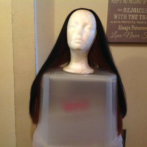 Synthetic Black and Auburn Long Straight Wig